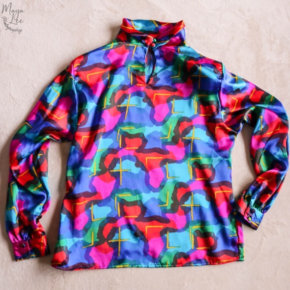 Notations Tops - Vintage Notations Colorful Blouse